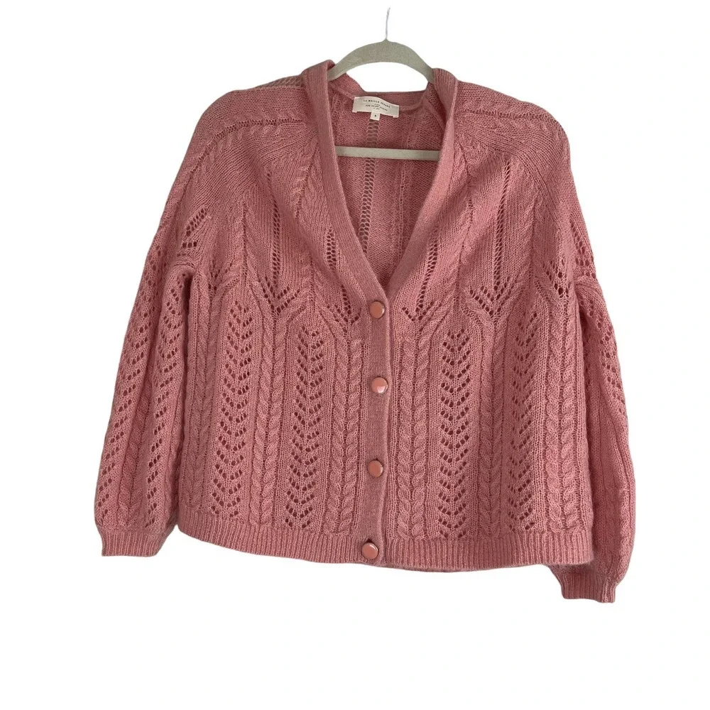 Sezane Augustino Jumper Mohair Knit Cardigan Sweater Peach Rose Size Small